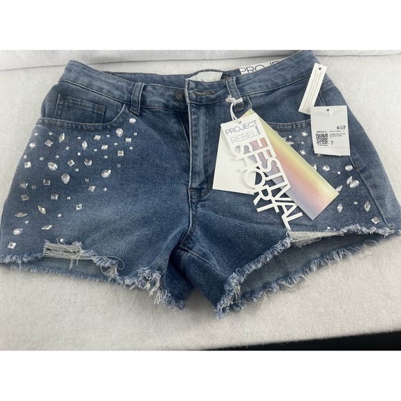 Y/Project Pants - Faux Gem Medium Denim Shorts Size‎ 7